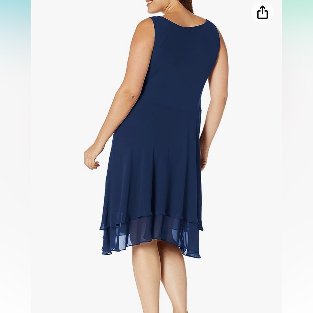 SLNY chiffon plus size two piece embellished dress and jacket - Picture 4 of 6